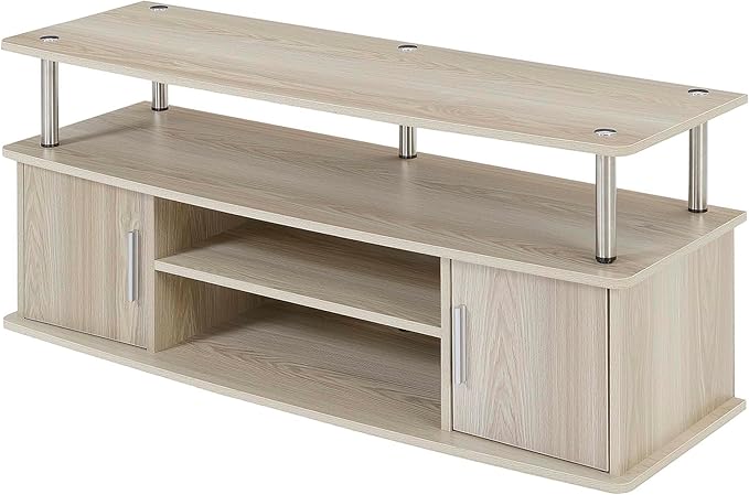 Convenience Concepts Designs2Go Monterey Stand Family Entertainment Center with Storage Cabinets and Shelves, Modern TV Console for Living Room, Office, 47.25", Ice White