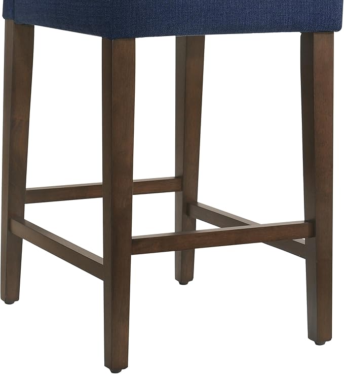 CHITA Counter Height Bar Stools Set of 2, 27" H Seat Height Upholstered Barstools, Fabric in Midnight Blue