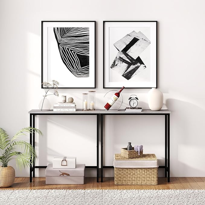 HollyHOME Narrow Hallway Table, 29.5" Small Console Table, Slim Entryway Table, Sofa Table, for Hallway, Bedroom, Living Room, Foyer, Dark Grey Visit The Store
