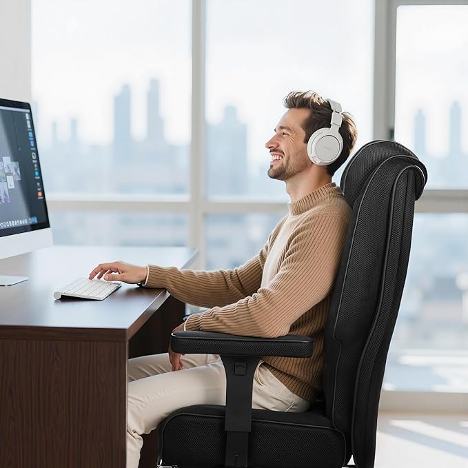 VECELO Big and Tall Office Chair 400lbs, Mesh High Back Computer Chair with Foot Rest, Ergonomic Desk Chair with Lumbar Support and Armrest, Black