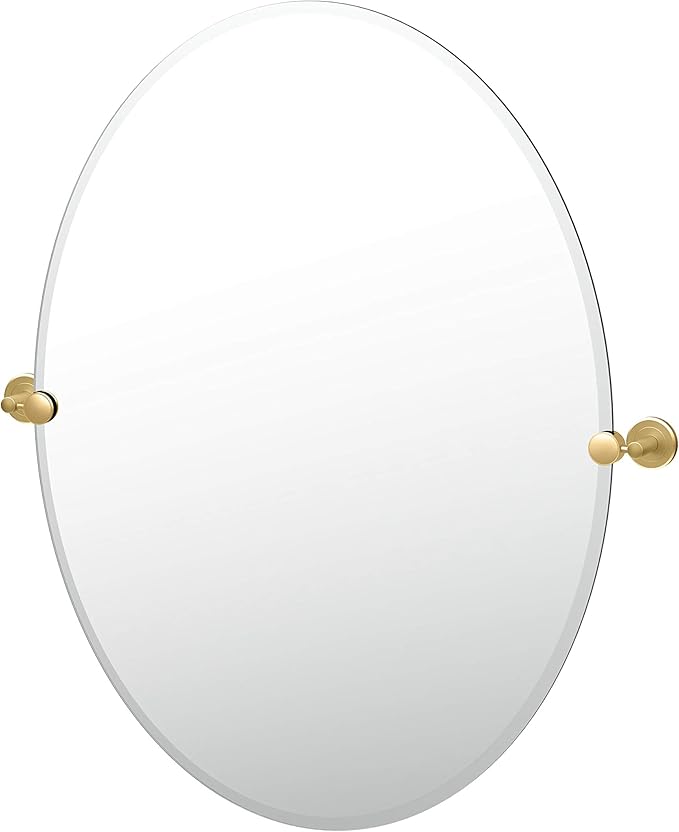 Gatco 4239LG Latitude II Oval Mirror Brushed Brass, 32 H x 28.5 W
