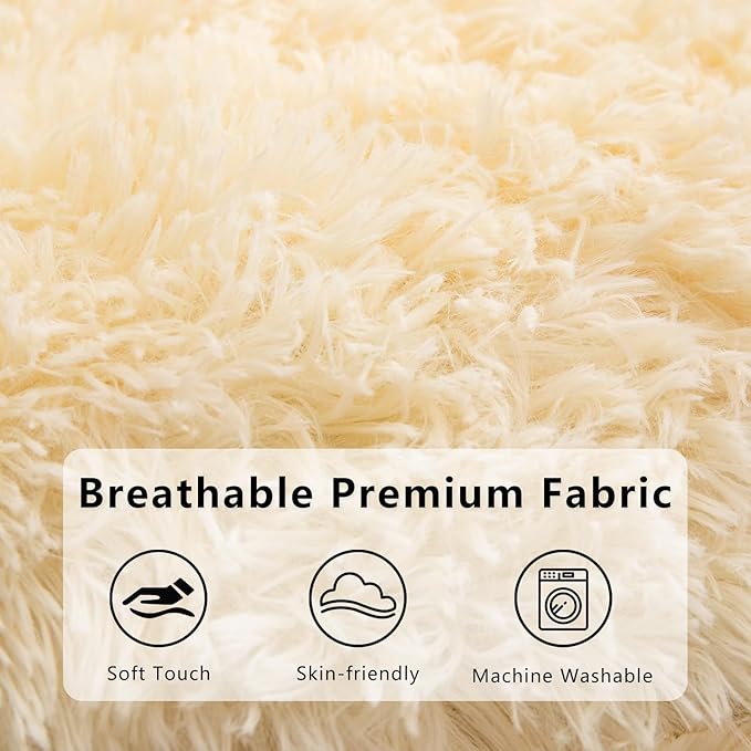 BYBYME Giant Bean Bag Chair, Faux Fur Bean Bag Couch with Filler Large Living Room Bean Bag Chairs for Adults, Big Lazy Sofa Accent Chair with Pocket Floor Chair