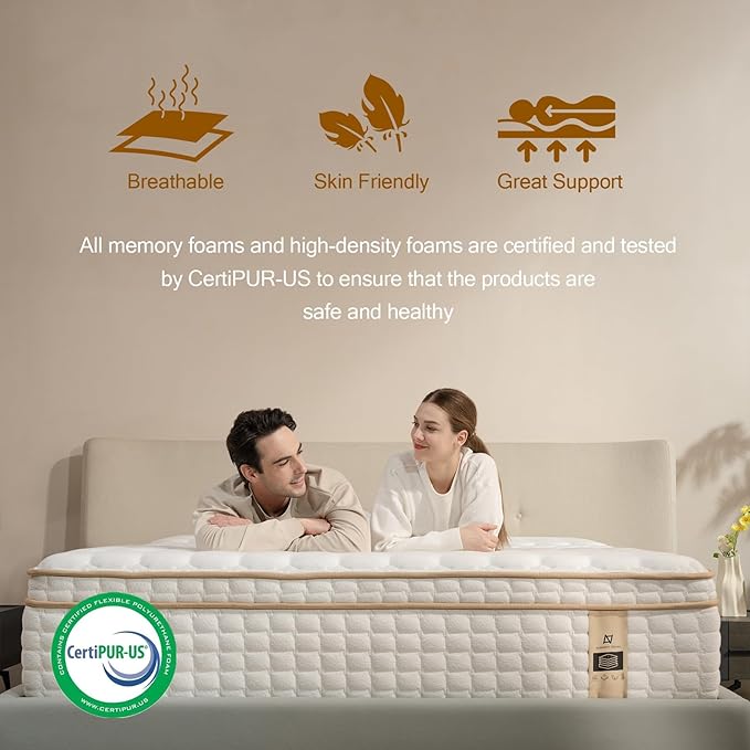 Queen Mattress,14 Inch Queen Size Mattresses in a Box,Medium Firm Queen Hybrid Mattress,with Memory Foam and Individual Pocket Spring for Motion Isolation & Silent Sleep&& Pressure Relief，80" x 60"