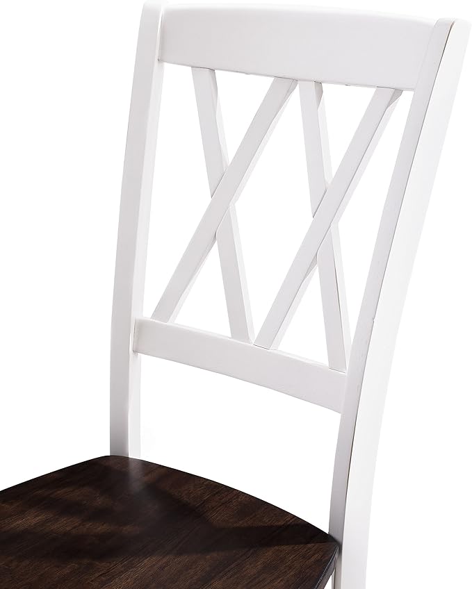 Crosley Furniture Shelby 6-Piece Traditional Dining Table Set for 7 with 4 Chairs and a Wood Bench, Distressed White