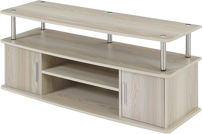 Convenience Concepts Designs2Go Monterey Stand Family Entertainment Center with Storage Cabinets and Shelves, Modern TV Console for Living Room, Office, 47.25", Ice White