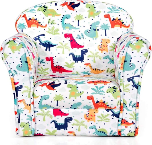 Costzon Kids Couch, Children's Sofa Armrest Chair with Pattern, Toddler Furniture w/Sturdy Wood Construction, Preschool, Lightweight Children Couch Sofa Chair for Aged 1-5 Boys & Girls Gifts, Dinosaur