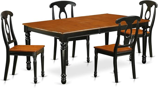 East West Furniture DOKE5-BCH-W 5 Piece Dining Room Furniture Set Includes a Rectangle Kitchen Table with Butterfly Leaf and 4 Dining Chairs, 42x78 Inch, Black & Cherry