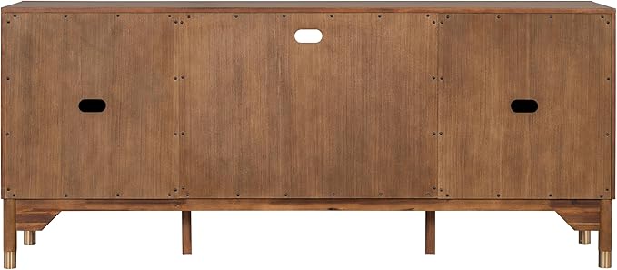 Furniture of America Forma Mid-Century Modern 70-inch TV Stand with Storage Cabinet and 3 Cable Holes, Entertainment Center Console for Living Room, Bedroom, Guest Room, Walnut