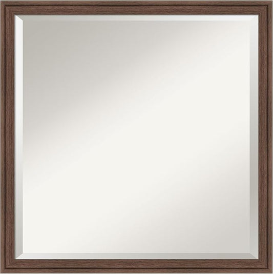 Amanti Art Brown Bathroom Mirror for Over Sink, 22x22 Florence Medium Brown Square Vanity Mirror, Medium Casual Frame, Hangs Horizonally and Vertically, Bathroom Wall Decor, Beveled Edge from WI, USA