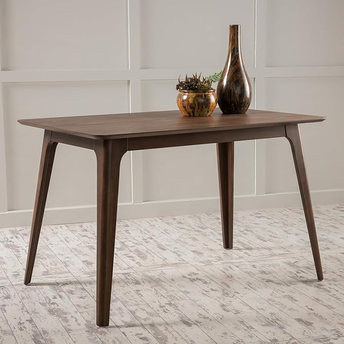 Mid-Century Modern Solid Wood Dining Table with Tapered Lesg for 4 People, 47.2inch, Kitchen or Living Room Furniture, Walnut