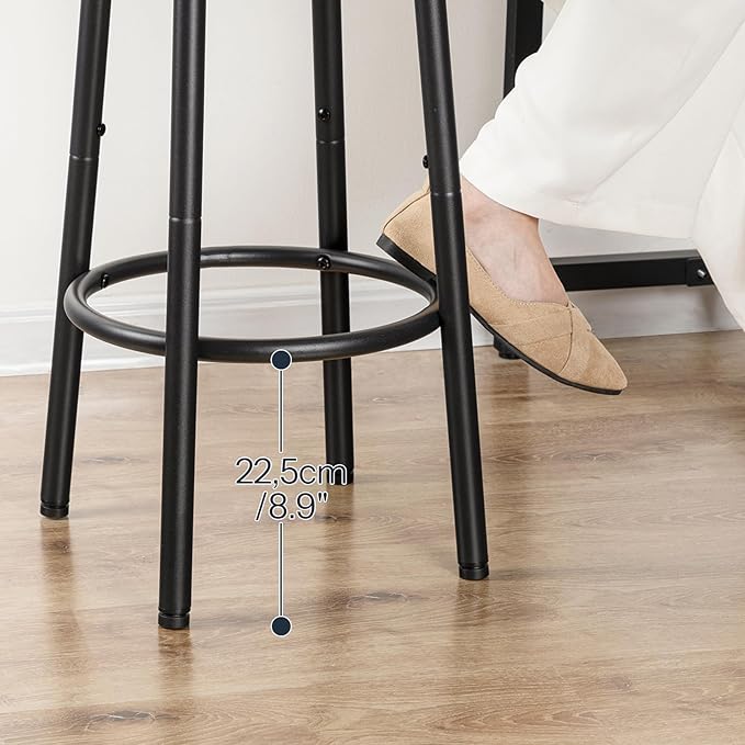 HOOBRO Bar Stools Set of 4, Counter Height Stools, Kitchen Round Height Stools, Bartools with Metal Frame and Smooth Top, for Kitchen, Bar, Cafe, Dining Room, Rustic Brown and Black BF03BYP401N1