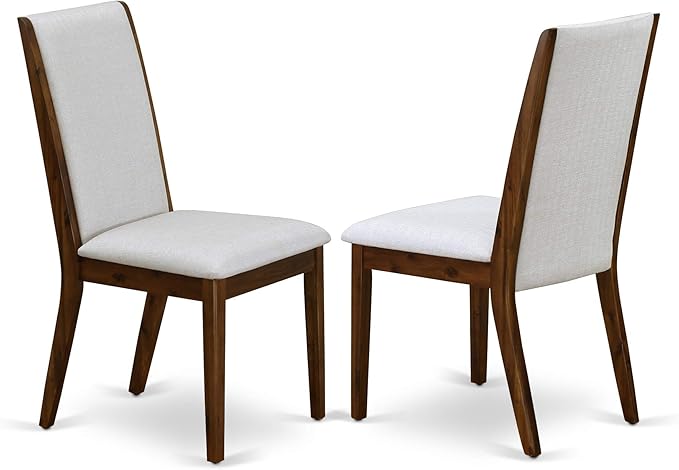 East West Furniture ANLA5-ANA-05 5 Piece Dining Room Table Set Includes a Round Kitchen Table with Pedestal and 4 Grey Linen Fabric Parson Dining Chairs, 36x36 Inch, Natural