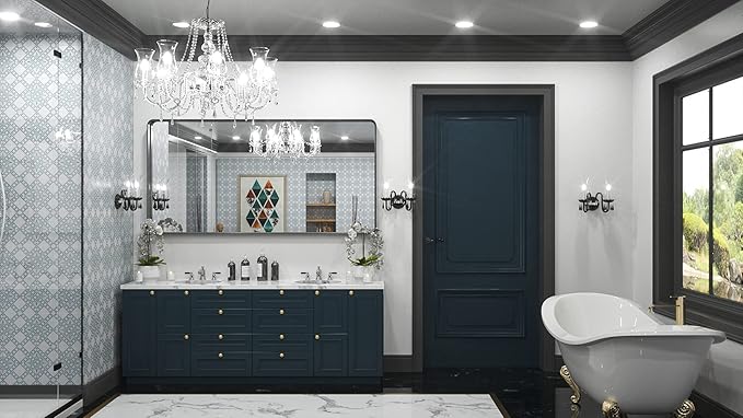 TokeShimi Black Bathroom Mirror for Wall Vanity Mirror with Non-Rusting Aluminum Alloy Brushed Matte Metal Frame for Modern Minimalist Farmhouse Home Decor (Horizontal/Vertical) (60 x 30 Inch)