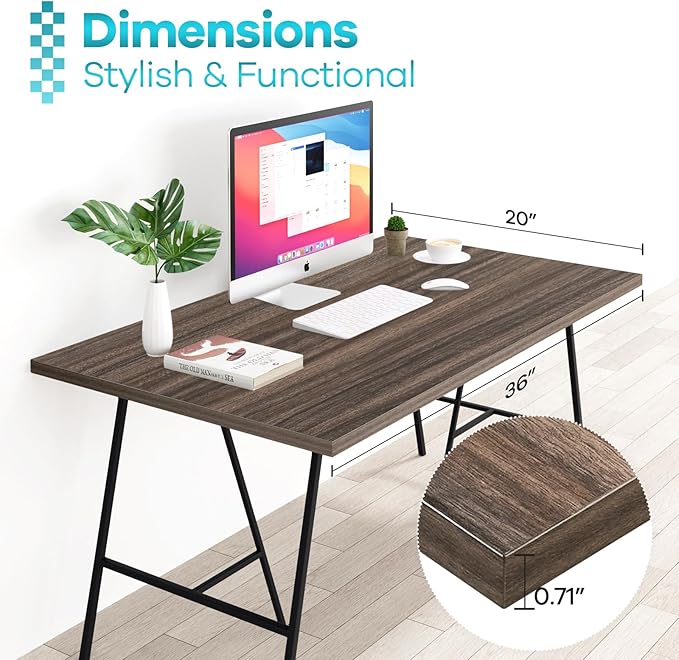 Kaboon Universal Tabletop 36"x20", Solid One-Piece Melamine Table Top, Double L Floating Desk DIY, Home and Office,Eucalyptus