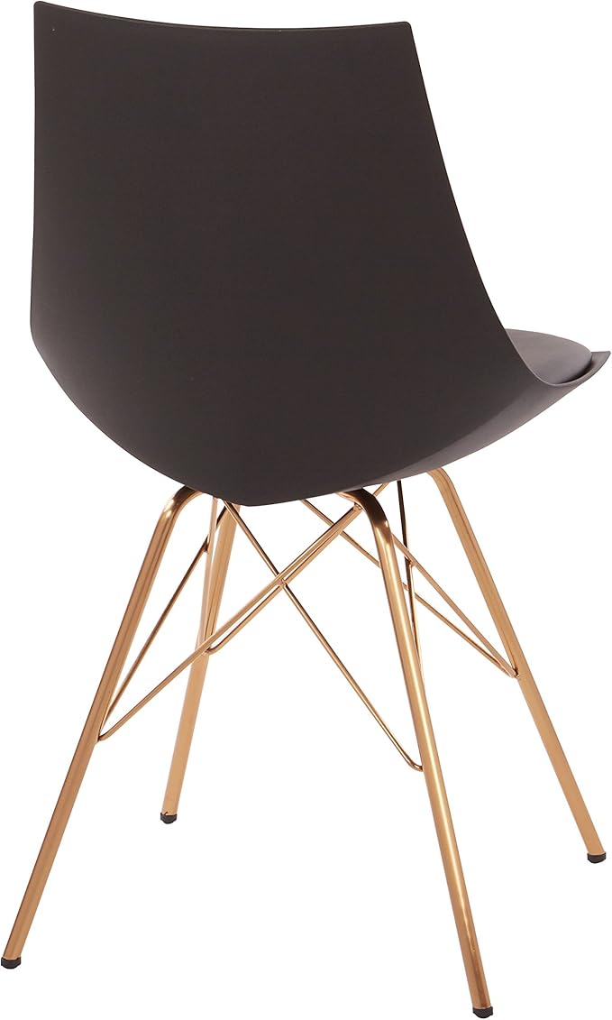 OSP Home Furnishings Oakley Mid-Century Modern Bucket Dining Chair with Faux Leather Padded Seat, Black