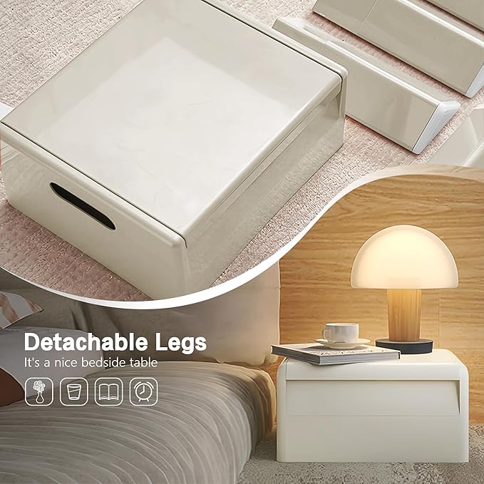 Nightstand Bedside with Storage Space, Multifunctional Colorful Plastic End Table Small Side Table for Bedroom, Dorm and Small Spaces, Easy Assembly(14.7" D x 11.8" W x 15.8" H, White)