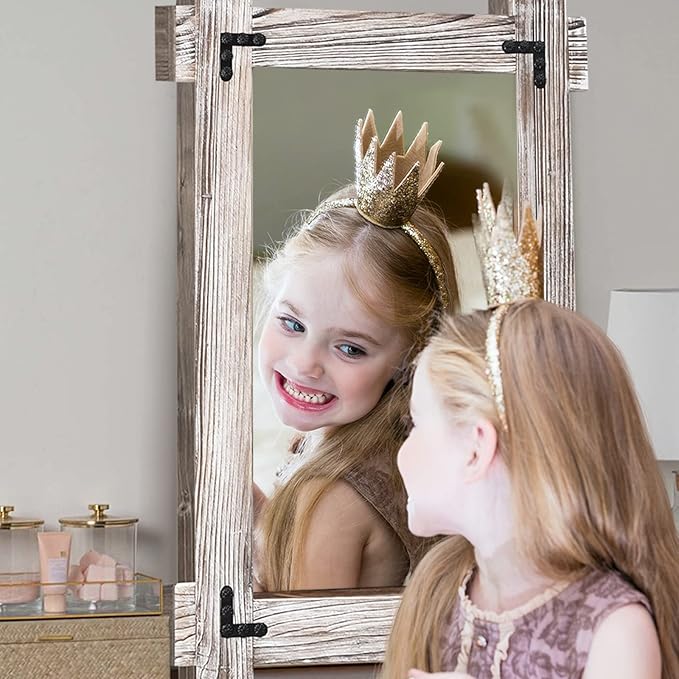 MeMoreCool Rustic Wood Framed Bathroom Mirror, Decorative Farmhouse Vanity Mirror, Wall Mounted Rectangular Mirror for Bedroom, Living Room, or Bathroom, Small 20x30 Inch, White