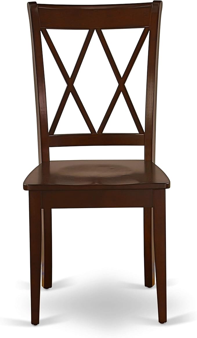East West Furniture HBCL3-MAH-W 3 Piece Dinette Set for Small Spaces Contains a Round Dining Table with Pedestal and 2 Dining Chairs, 42x42 Inch, Mahogany