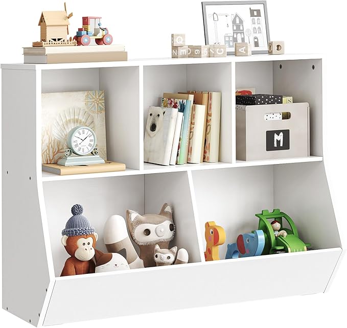 HOOBRO Kids Bookshelf - 39.4" L Toy Storage Cabinet, Bookcase Footboard, Cubby Shelf, Fit for Children's Room, Playroom, Hallway, Kindergarten, White WT132CW01