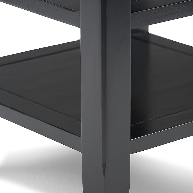 SIMPLIHOME Acadian SOLID WOOD 19 inch Wide Square Transitional End Table in Black for the Living Room and Bedroom
