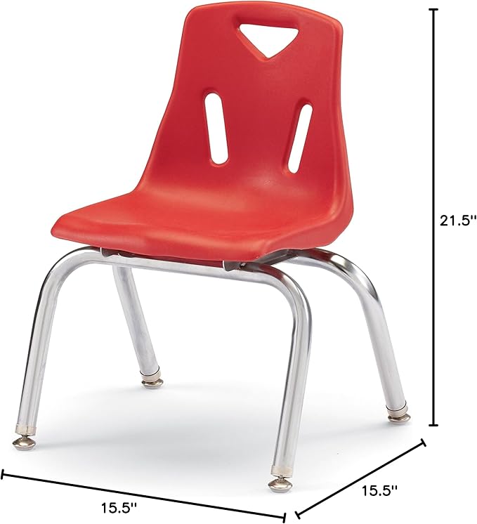 Jonti-Craft Berries 8142JC1008 Stacking Chair with Chrome-Plated Legs, 12" Height, Red