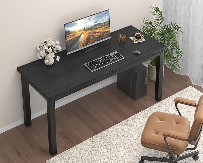 47.2 Inch Small Computer Desk, Home Office Desk, Modern Table for 2 Person Kids Student Gaming Computer Desk, Simple Office Table for Work,Craft,Writing,Studying, Etc., Black.