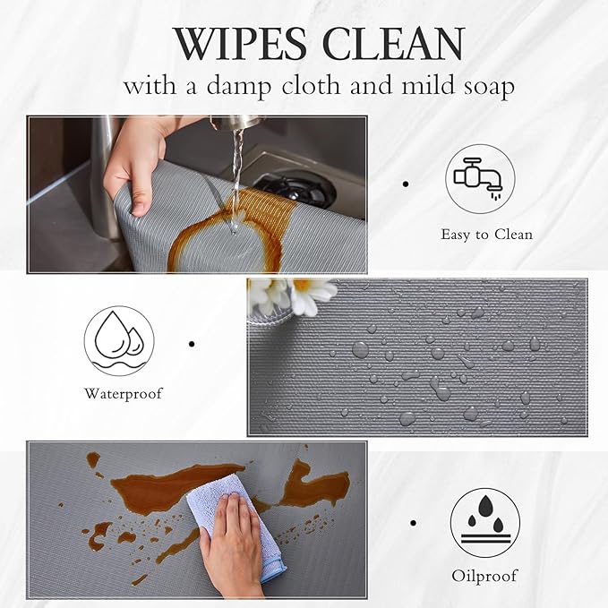 Beautysaid Shelf and Drawer Liner for Kitchen Cabinet, Non Adhesive Non Slip Shelf Paper Waterproof Washable Thickened for Dresser Pantry Shelve Bathroom Protector Liner(Gray,12 in x 20FT)