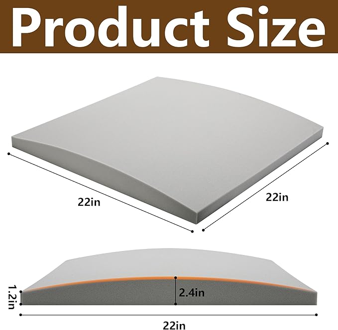 moonoom 22"x22" Couch Cushion Support, Grey Sofa Cushion Sagging Repair, Curved High Density Foam Replacement for Furniture Sagging Seat Sectional Loveseat Chair (2 Pcs)