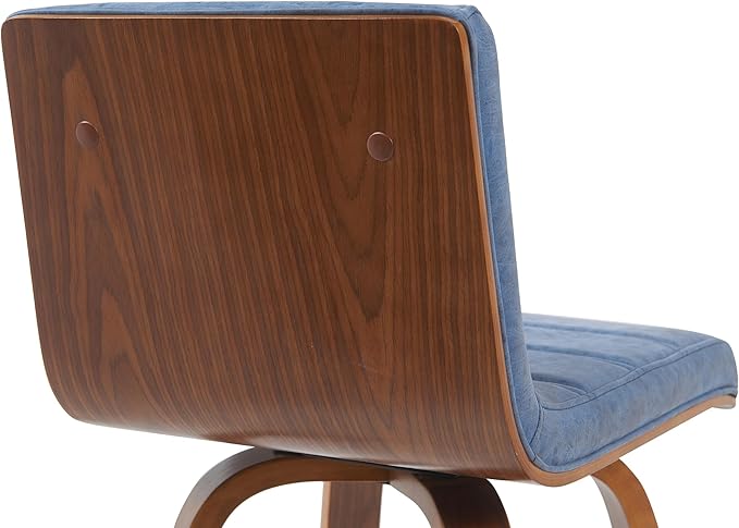 Vienna Modern Counter Height Swivel Bar Stool with Vintage Blue Upholstered Seat and Walnut Finished Wood Frame Set of 3