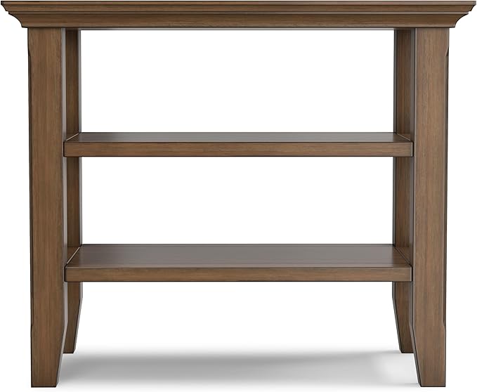 SIMPLIHOME Acadian 14-inch Wide Solid Wood Narrow End Table in Rustic Natural Aged Brown, Transitional-Style Side Table for Living Room, Bedroom, or Family Room with 2 Open Shelves