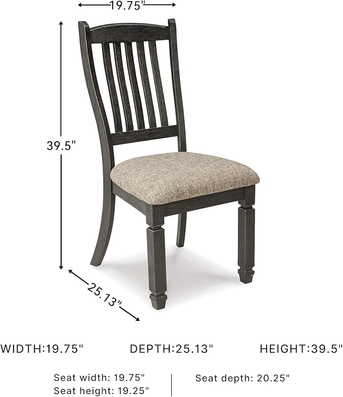 Signature Design by Ashley Tyler Creek 20" Dining Room Upholstered Chair, 2 Count, Antique Black