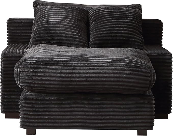 48.8" W Oversized Chaise Daybed Lounge Sleeper Chair Bed for Living Room Reading Bedroom, Indoor Cloud Chaise Sofabed Plush Corduroy Upholstered Sleeper Couch W/3 Pillows for Home/Apartment