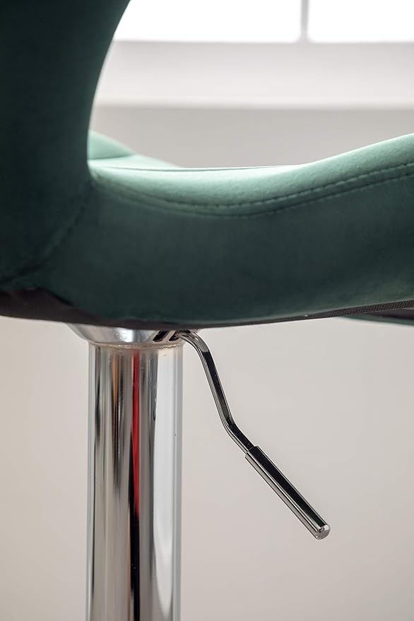 Roundhill Furniture Ellston Velvet Adjustable Swivel Barstools in Green, Set of 2