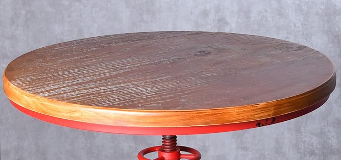 Topower Industrial Bar Table 38.58-48.43" Adjustable Pub Table Kitchen Dining Coffee Bistro Table Antique Red