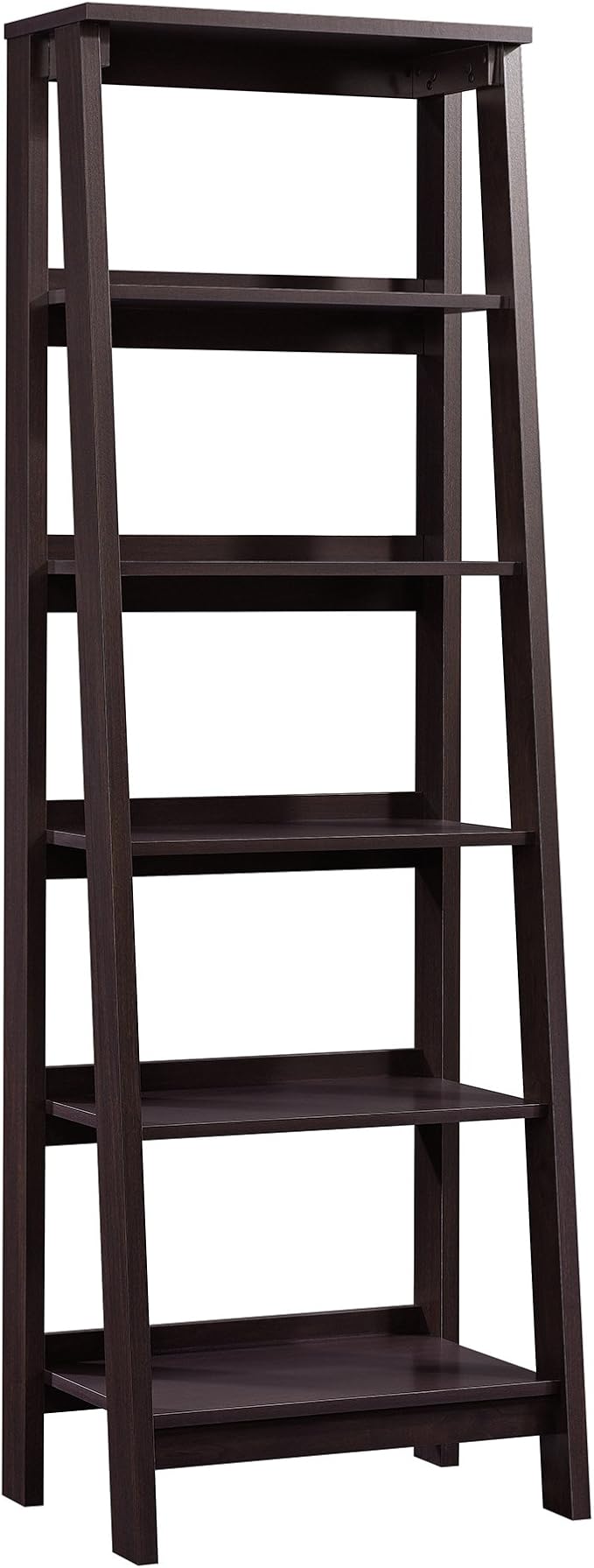 Sauder Trestle 5 Bookcase/Book Shelf, L: 23.54" x W: 16.61" x H: 71.14", Jamocha Wood