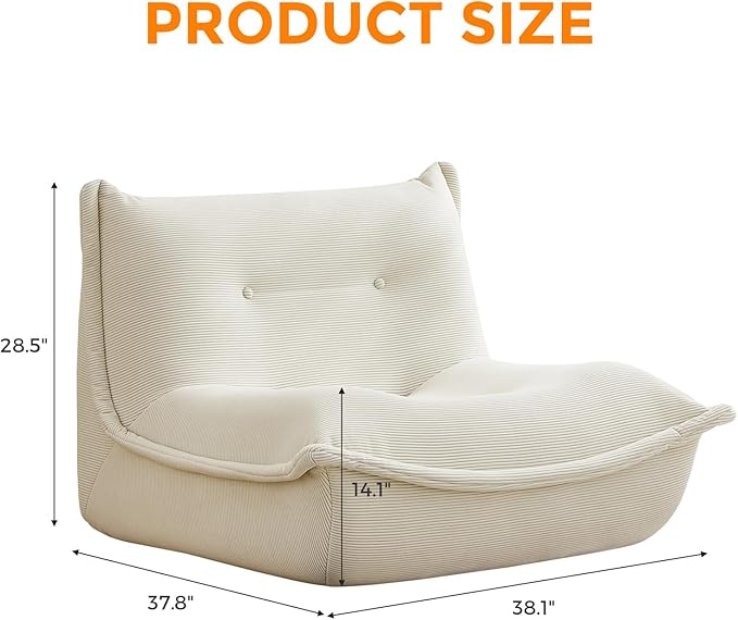 Bean Bag Chairs for Adults Giant BeanBag Chair Sofa Memory Foam Bean Bag Chair Couch with Ergonomic Design for Adults and Kids Home Living Room Bedroom Office Home Gaming Salon(Beige)