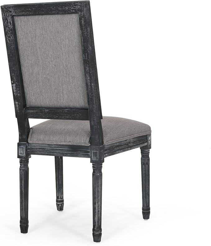 Merax Upholstered Solid Wood Dining Chairs Set of 2, French Country Style Accent Side Seating Furniture for Kitchen, Living Room, Cushioned Back, Grey