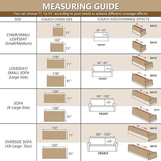 MYSKY HOME Sofa Covers Washable, Couch Covers for 3 Cushion Couch Sofa Pet Friendly Dog Couch Cover Furniture Protector Cover, Non Slip Sofa Cover, 71"x 150", Brown