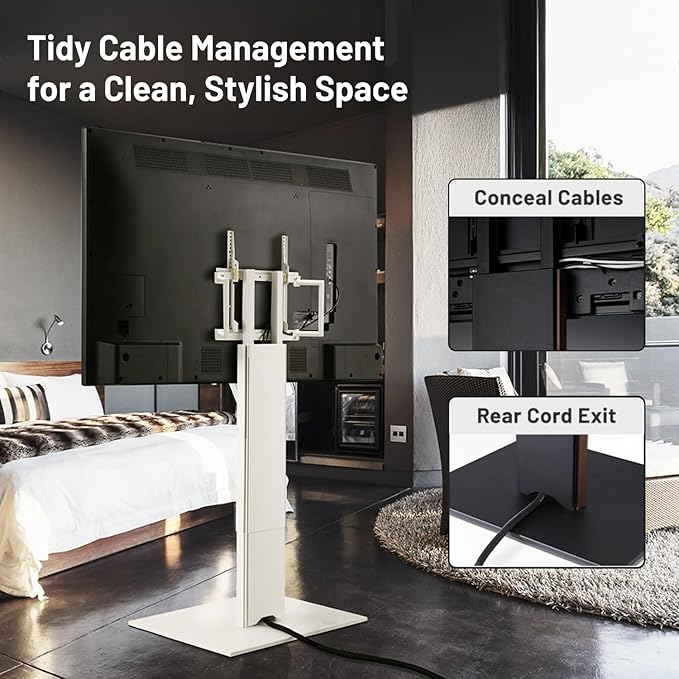 WALL V5 High Type | Minimalist Rolling TV Stand for 32–80 Inch | Satin White | Portable, Space Saving, Height Adjustable, No Drill | for Living Room and Bedroom | Japan-Engineered Design