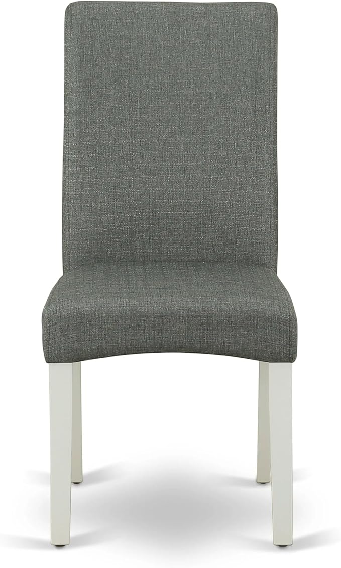 East West Furniture AMDR3-LWH-07 3 Piece Dining Table Set for Small Spaces Contains a Round Kitchen Table with Pedestal and 2 Gray Linen Fabric Upholstered Chairs, 36x36 Inch, Linen White
