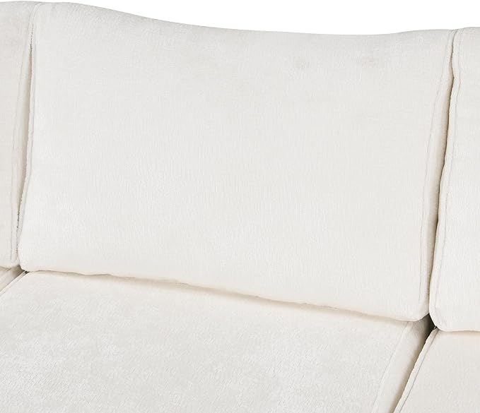 112" Luxurious Pull-out Sofa Bed Sleeper with Storage Ottoman,Sectional Sleeper Couch W/ 3 Pillows,2 USB ports & 2 Power Sockets,Corner Furniture Set for Living Room Large Space,Cream Chenille
