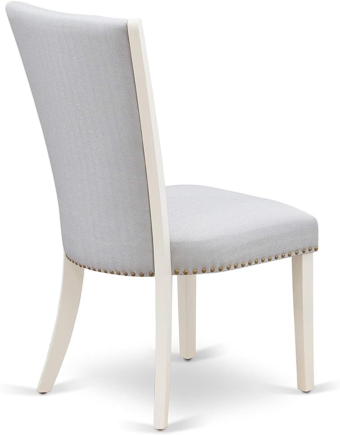 East West Furniture X077VE005-9 9 Piece Modern Dining Table Set Includes a Rectangle Wooden Table with X-Legs and 8 Grey Linen Fabric Parsons Dining Chairs, 40x72 Inch, Multi-Color