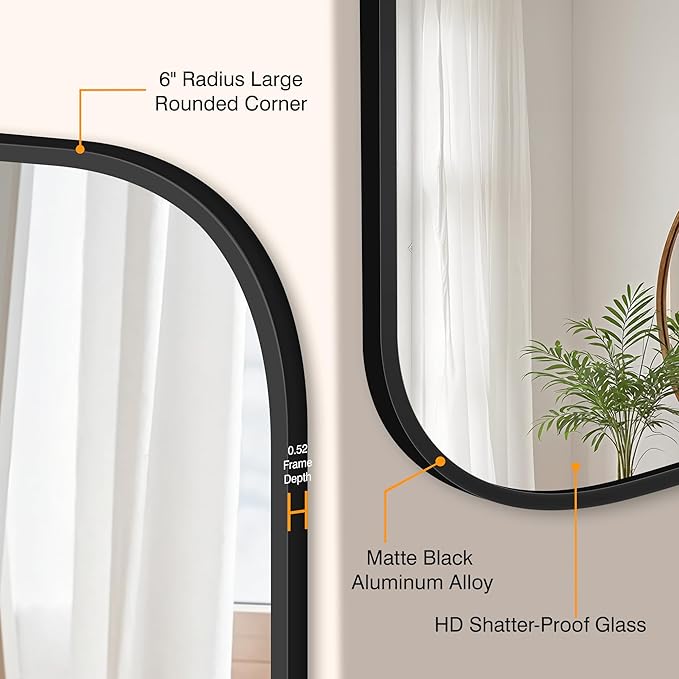 Bathroom Mirrors for Over Sink, 24x36 Black Vanity Mirror for Bathroom Sink, HD Shatterproof Squircle Wall Mirror for Bathroom Washroom Lavatory Restroom Metal Frame