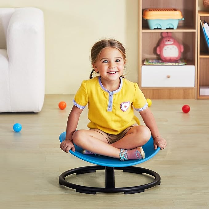 VEVOR Kids Swivel Chair, 220 LBS Capacity, Sensory Spinning Chair, Autistic Kids Sensory Toy with Non-Slip Metal Base, Toddler Sit and Spin for Coordination Balance Focus Training Blue