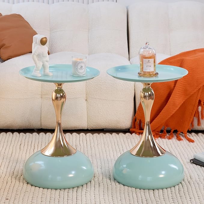Stylish Hourglass Side Table - Contemporary Design for Living Rooms, Cafes, Dining Areas, Bedrooms, and Outdoor Spaces - Perfect Accent Piece for Any Decor (1, Light Green)