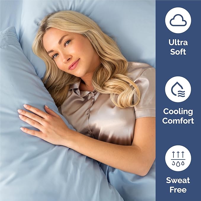 King Size 4 Piece Sheet Set - Comfy Breathable & Cooling Bed Sheets Set - Hotel Luxury Bedding for Women, Men, Kids & Teens - Deep Pockets, Easy-Fit, Super Soft & Wrinkle Free - Oeko-Tex - Sky Blue