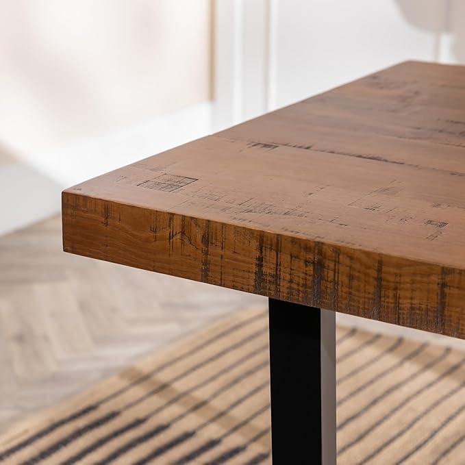 Walker Edison Durango Distressed Solid Wood Dining Table, 72 Inch, Rustic Oak