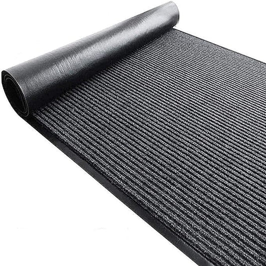 TANYOYO 3' X 10' Commercial Grade Door Floor Mat Brush Step Entrance Mat Vinyl Backed Utility Doormat Heavy Duty Floor Rugs Commercial Outdoor Carpet Indoor Entrance Mat，Grey