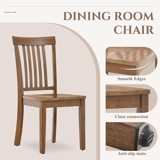COLAMY Wooden Dining Chairs Set of 4, Spindle High Back Windsor Kitchen Side Chair, Farmhouse Dining Chairs for Kitchen and Dining Room, Light Brown