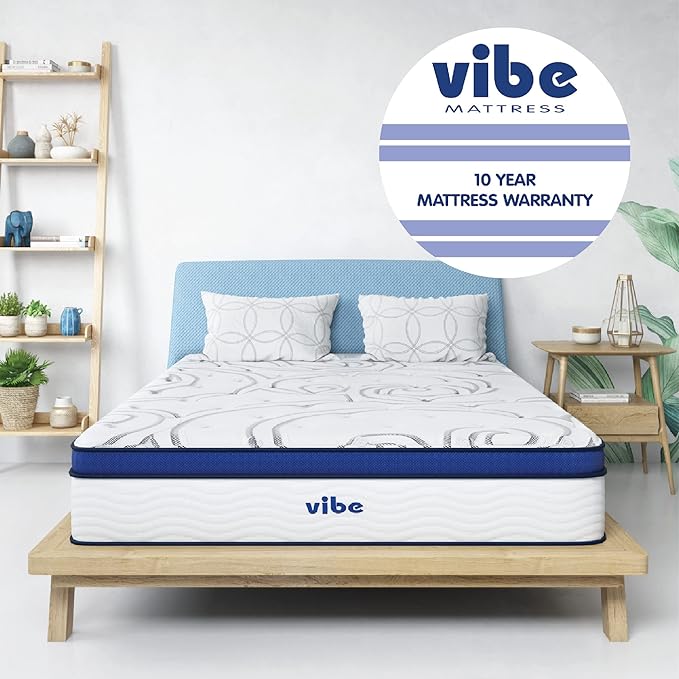 Vibe Quilted Hybrid Mattress, 12-Inch Innerspring and Pillow Top Gel Memory Foam Mattress, Fiberglass Free, CertiPUR-US Certified Bed in a Box, Queen